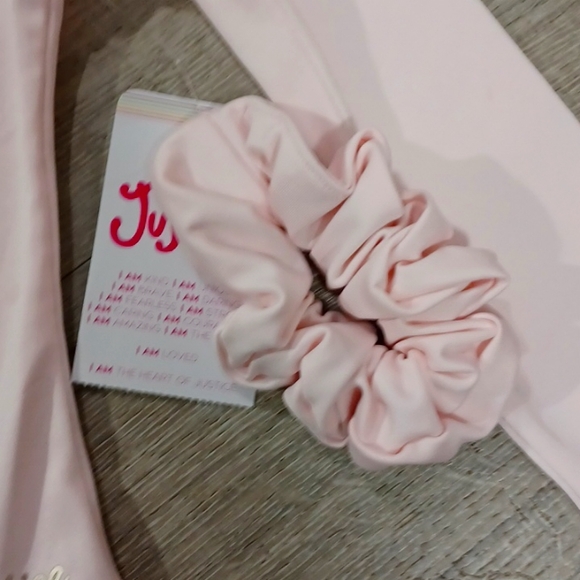 Nwt new Justice pink logo ballet gymnastics leotard with scrunchie 5-6 - Picture 4 of 16